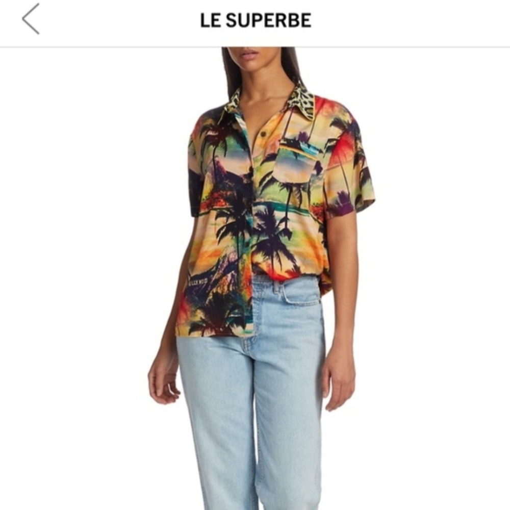Le Superbe Surf Camp Shirt Hollywood De Janeiro XS Hawaiian Tropical Colorful